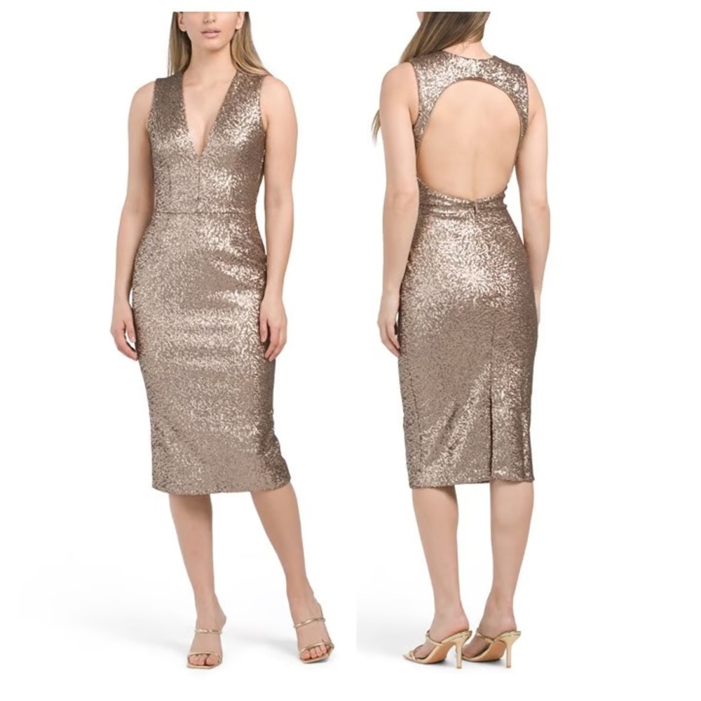 Dress The Population Rose Gold Sequin Party/Evening/Event Dress